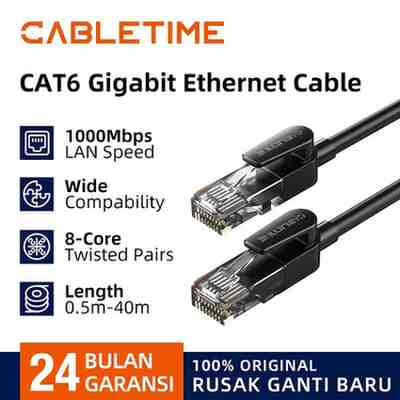 CABLETIME Kabel LAN RJ45 Cat 6 30M Gigabit Ethernet UTP Cable 1000Mbps