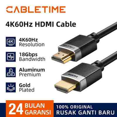 CABLETIME Kabel HDMI 2.0 Male to Male 4K60Hz Ultra HD 1080p HDR ARC Exclusive Series 2 Meter